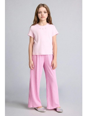 DeFacto Culotte Kırışık Dokulu Pembe Pantolon Kız Çocuk H8770A826SM