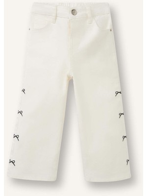 DeFacto Wide Leg Fiyonk Nakışlı Gabardin Pantolon Kız Bebek G8150A526SP
