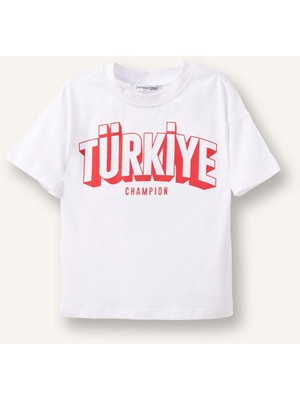 DeFacto Regular Fit Türkiye Baskılı Kısa Kollu Beyaz Tişört Erkek Bebek I4090A526HS