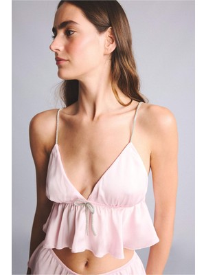 DeFacto Regular Fit Askılı Saten Pijama Üst G1175AX26SP
