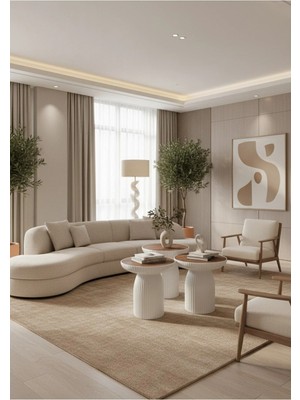 Msy Home Diamond 3'lü Bohem Mantar Zigon ve Orta Sehpa Yan Sehpa Seti (Polipropilen Dekoratif Plastik Ayak)
