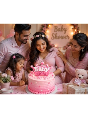 Dodomar Baby Shower Pembe Yazılı Mum Dekoratif Parti Mumu Kutlama Pastası Süsleme Aksesuarı