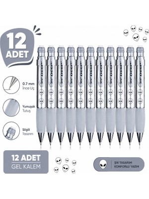 Serve Versatil Kalem Deep 0.7 mm Metalik Gri Uzaylı 12'li Paket