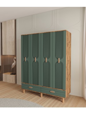 T&B Venüs 4 Kapaklı Çekmeceli Gardırop - Tamamı Mdf