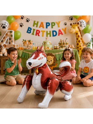 Dodomar 4d Köpek Folyo Balon 68X58 cm Hayvan Temalı Doğum Günü Parti Süsü Dekorasyon Balonu