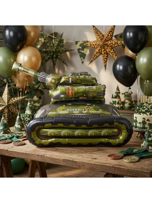 Dodomar 4d Tank Folyo Balon 42X70 cm Doğum Günü Parti Süsü Askeri Temalı Dekorasyon Balonu