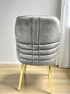 Msy Home 6 Kişilik Gold Ayak Gri Yönsüz Kumaş Modern ve Şık Sandalye Takımı