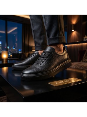 By Barretti Siyah Floeter Deri Siyah Taban Sneaker