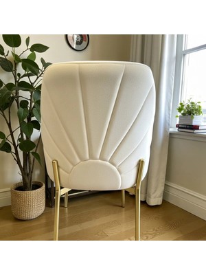 Msy Home 4 Kişilik Nova White Gold Ayaklı Silinebir Kumaş Modern ve Şık Sandalye Takımı