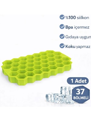 Evolis Kitchen Petek Şekilli Silikon Buzlukluk 37LI Kokteyl Meyve Dondurma-Çikolata Buz Kalıbı