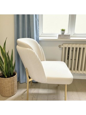 Msy Home 6 Kişilik Aura Gold Serisi Puffy Krem Sandalye Takımı Modern