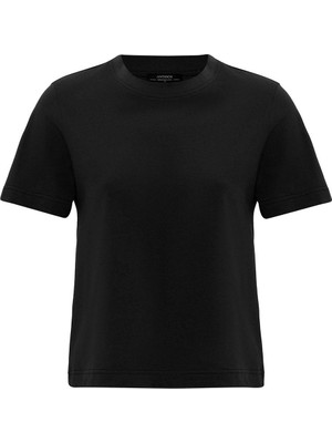 Antioch Siyah Kadın Bisiklet Yaka Basic T-Shirt