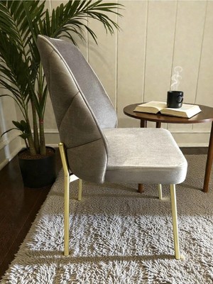 Msy Home 2 Kişilik Nova White Gold Yönsüz Kumaş Modern ve Şık Sandalye Takımı