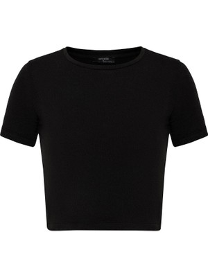 Antioch Siyah Crop Kadın T-Shirt