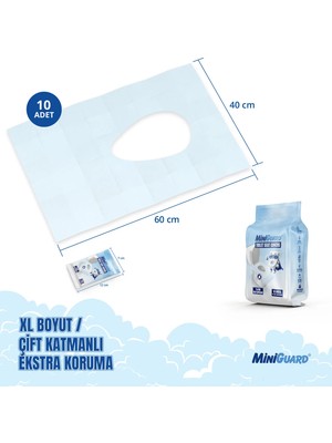 MiniGuard® Su Geçirmez Klozet Örtüsü - Tek Kullanımlık, SmartFold™ Sistemli, Kaymaz - 10Adet - Klozet Kapak Örtüsü