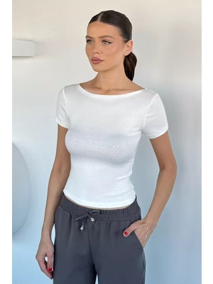 Gülseli Kadın Kayık Yaka Likralı Bluz P-00022031