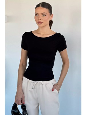 Gülseli Kadın Kayık Yaka Likralı Bluz P-00022031