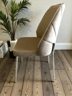 Msy Home 6 Kişilik Nova White Krom Yönsüz Kumaş Modern ve Şık Sandalye Takımı