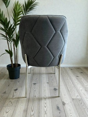 Msy Home 6 Adet Naz Serisi Krom Yönsüz Kumaş Lüks ve Modern Sandalye Seti