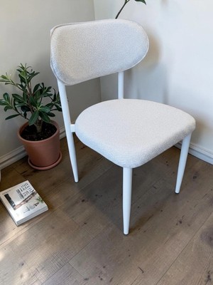 Msy Home 6 Adet Beyaz Jerry Kumaş Trendy Modern Sandalye Takımı Beyaz Iskelet