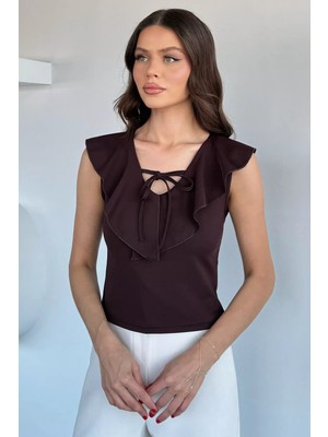 Gülseli Kadın Yaka Detaylı Bağlamalı Bluz P-00022037