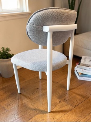 Msy Home 4 Adet Krem Jerry Kumaş Trendy Modern Sandalye Takımı Beyaz Iskelet