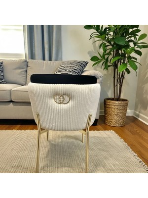 Msy Home 4 Kişilik Aura Black Gold Serisi Puffy Kumaş Modern Sandalye