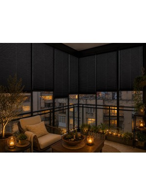 Miora Perde Antrasit  Plise Katlanır Cam Balkon Perdesi - Ofis Perdesi - Mutfak Perdesi - Salon Perdesi