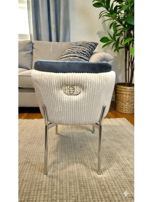 Msy Home 4 Kişilik Aura Krom Serisi Puffy Füme Modern Sandalye