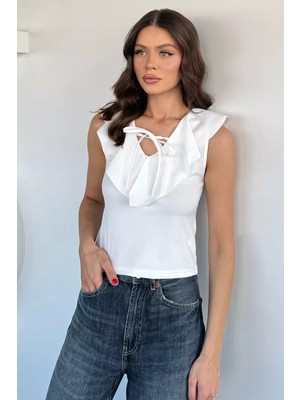 Gülseli Kadın Yaka Detaylı Bağlamalı Bluz P-00022037