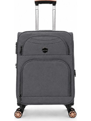 Fossil Unisex Kumaş Kabin Boy Ultra Hafif Şifreli Körüklü Kendi Etrafında Dönebilen Valiz 010-03
