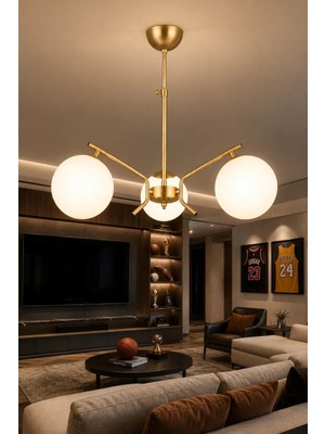 Esslight Tutku 3’lü Eskitme Beyaz Camlı Modern Salon Mutfak Yatak Odası Avizesi
