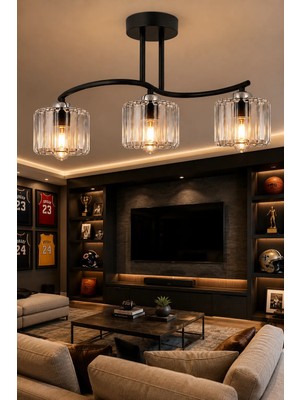 Esslight Ahu 3’Lü Kristal Taşlı Modern Salon Mutfak Yatak Odası Avize