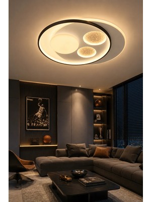 Esslight OSCAR 50 CM PLAFONYER LED AVİZE 3 RENK IŞIK MODLU (BEYAZ SARI GÜN IŞIĞI) SALON OTURMA ODASI YATAK ODASI OFİS