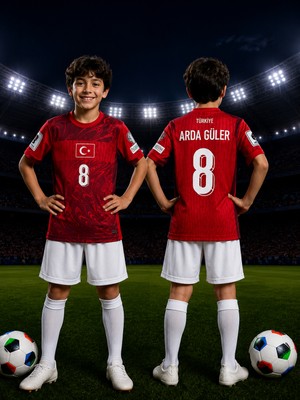 Selvira Arda Güler 8 Numara Türkiye Çocuk Futbol Forması Takımı Kırmızı Beyaz Milli Takım Taraftar Forma Seti Şortlu Spor Giyim