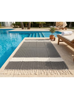 Ludi Ludıa %100 Pamuklu Balıksırtı Desenli Peştemal Havlu (100X190 Cm)