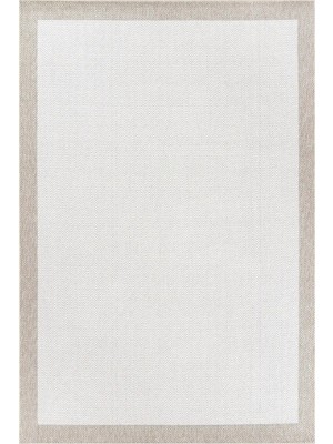 Hoom Rugs Lora 3204 Bej Çerçeveli Pamuk Taban Hav Toz Vermez Sisal Halı