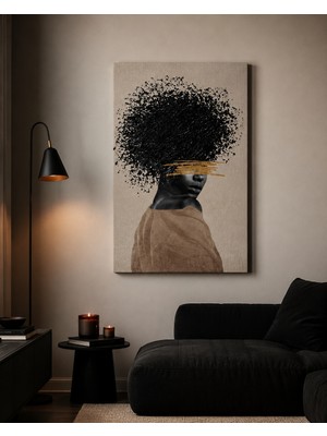 Othello Art Afro Kadın Silüeti Kanvas Tablo – Minimalist ve Şık Duvar Sanatı
