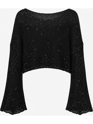 Purple By Banu Siyah Pullu Merserize Crop Bluz