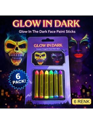 Larimar Fosforlu Glow Parti Boyası 6’lı – Karanlıkta Parlayan Yüz Boyası (5177)