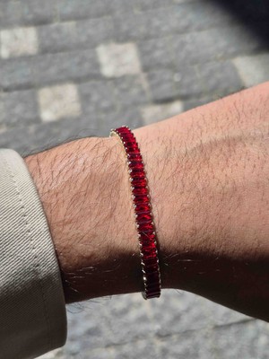 Kırmızı Sırataş Unisex Çelik Bileklik