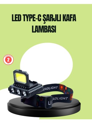 TKÇ 800 Lumen Çok Fonksiyonlu LED Kafa Lambası Type C Şarjlı