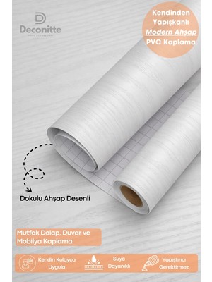 Deconitte Kendinden Yapışkanlı Ahşap Görünümlü Mutfak Banyo Tezgah Duvar Dolap Masa Kaplama 60X100CM