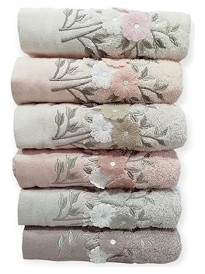 Şıkel 6'lı Paket Cotton Havlu 50*90CM Elit Nakışlı Papatya
