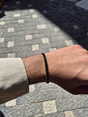 Siyah Renk Sırataş Unisex Çelik Bileklik