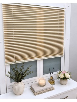 Miora Perde Bej  Plise Katlanır Cam Balkon Perdesi - Ofis Perdesi - Mutfak Perdesi - Salon Perdesi