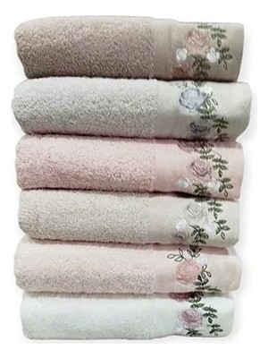 Şıkel 6'lı Paket Cotton Havlu 50*90CM Elit Nakışlı Rosalinda