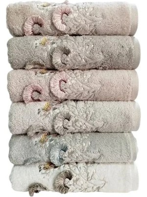 Pupilla Penye Nakışlı El-Yüz Havlu 50*90CM Bomonti Kuşlu 6'lı Paket