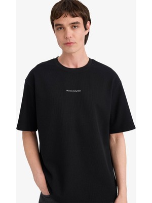 Defacto Baskılı Siyah Erkek T-Shirt D5871AX/BK81