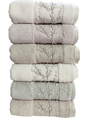 Pupilla Penye Nakışlı El-Yüz Havlu 50*90CM Ninna Sarmaşık 6'lı Paket